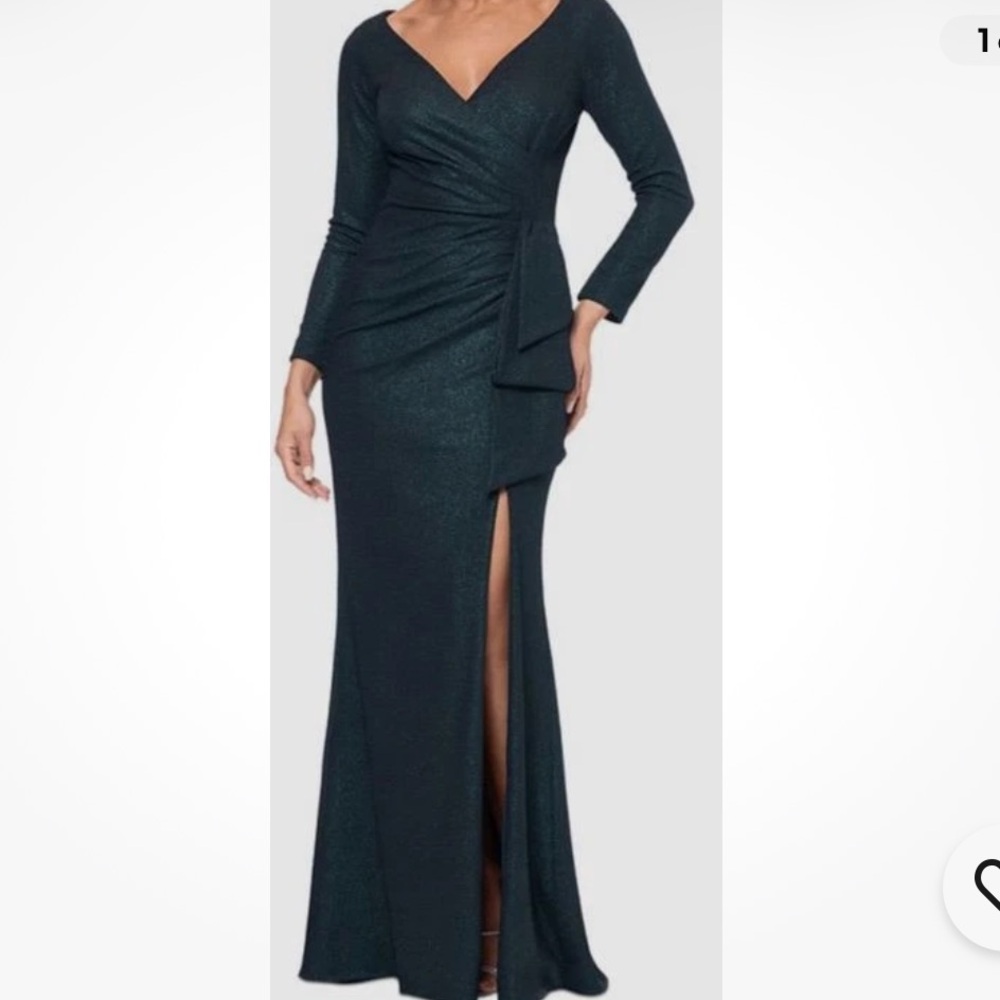 Xscape Women's Hunter Green Black Metallic Maxi Skirt